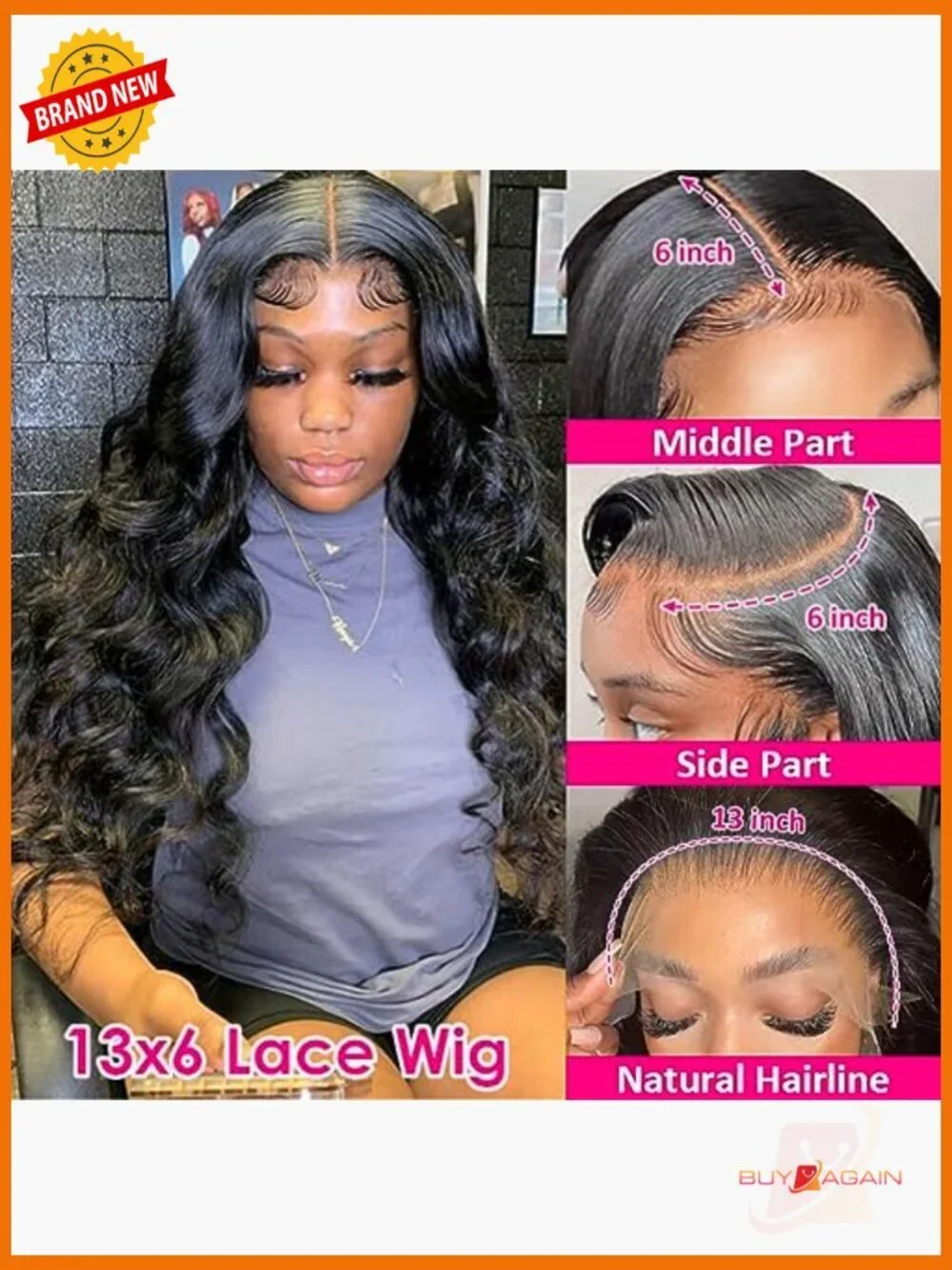 13x6 Body Wave Lace Front Wig Human Hair 180 Density 9A Glueless Pre Plucked HD